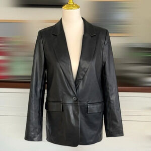Pull & Bear Women’s Black Faux Leather Blazer Size S